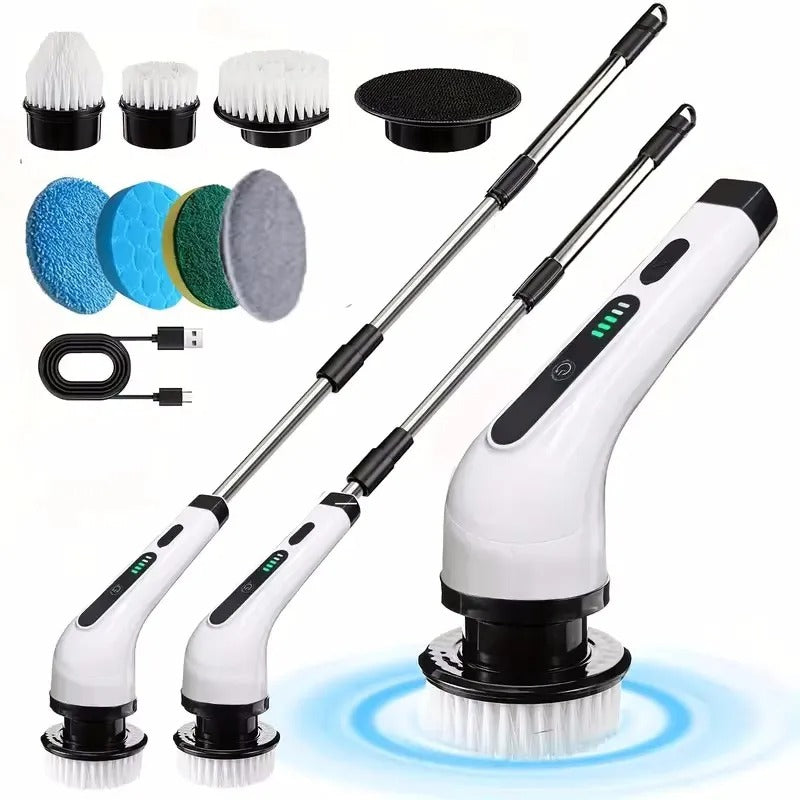 Cordless Electric Spin Scrubber (Long Handle + 9 Brush Heads)